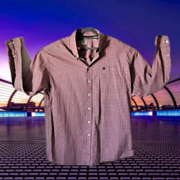 Cinch Red Plaid Button Down Shirt for Men - Picture 1 of 5